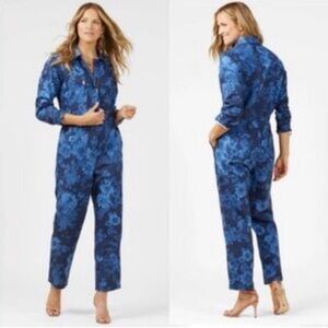 Outerknown Jumpsuit Womens XS floral cobalt blue